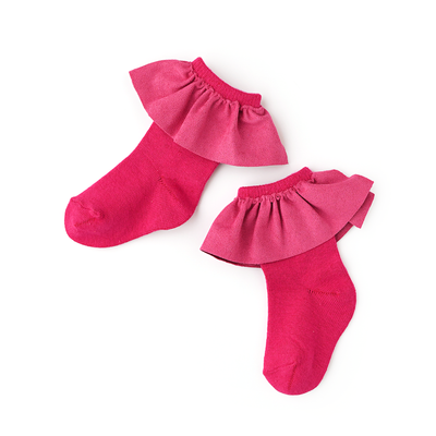 Gigi and Max Ruffle Socks: Raspberry