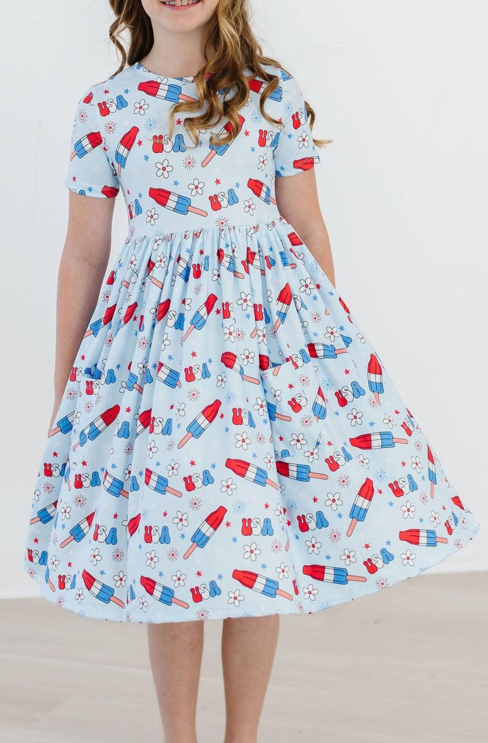 Mila & Rose:  Proudly Patriotic S/S Pocket Twirl Dress