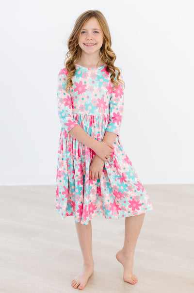 Mila & Rose:  Petal Perfection 3/4 Sleeve Pocket Twirl Dress