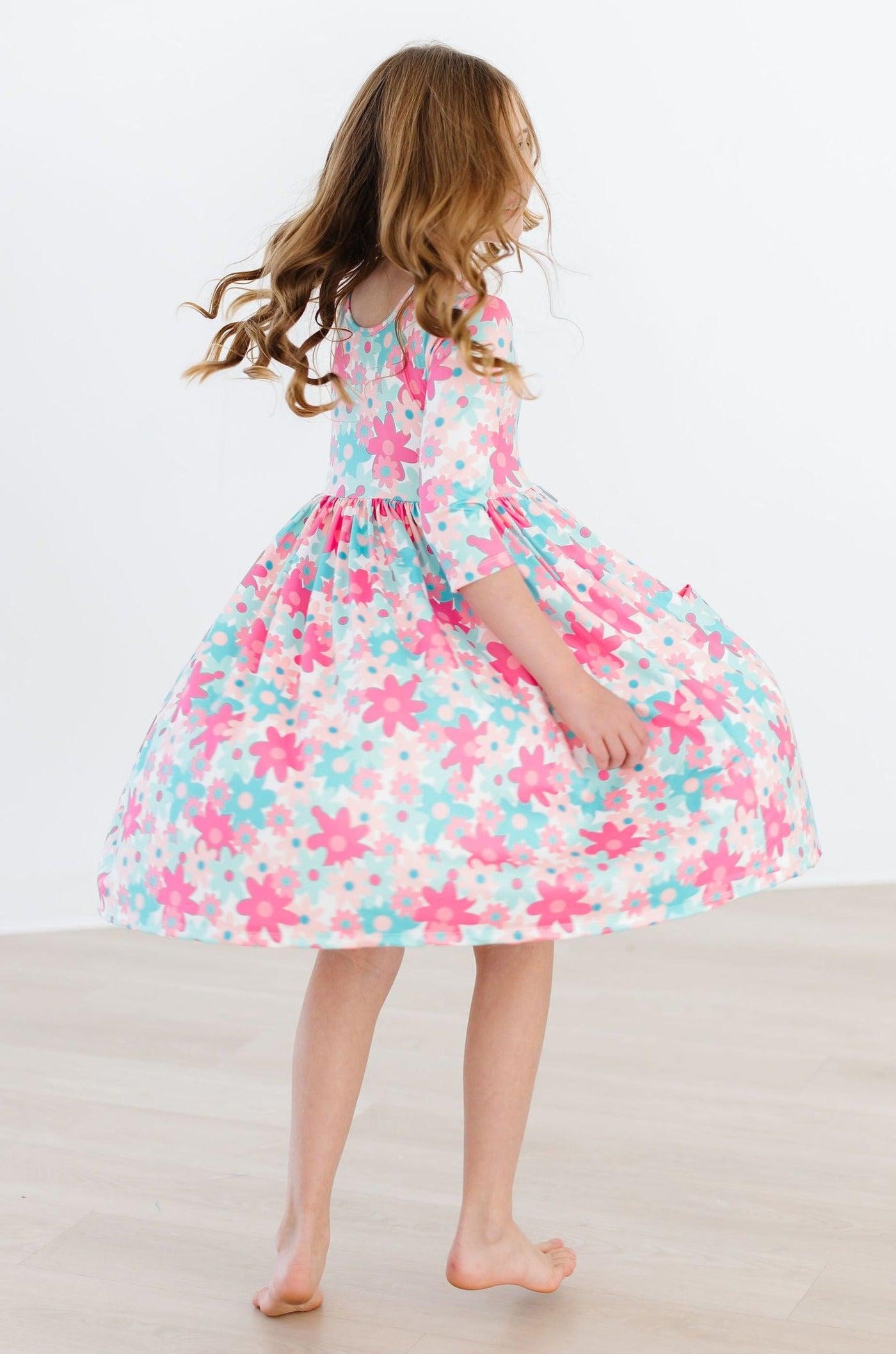 Mila & Rose:  Petal Perfection 3/4 Sleeve Pocket Twirl Dress