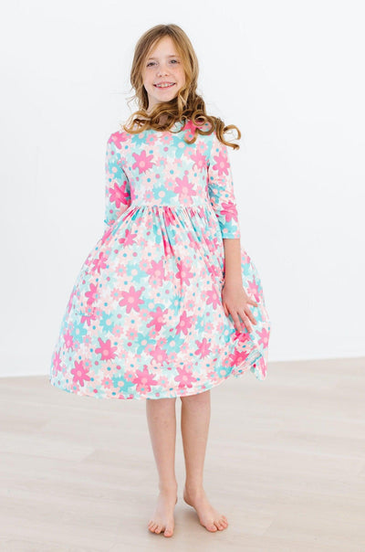 Mila & Rose:  Petal Perfection 3/4 Sleeve Pocket Twirl Dress