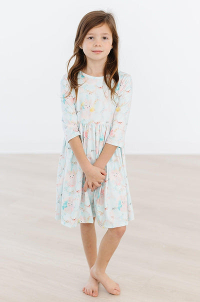 Mila & Rose:  Bunny Dreams 3/4 Sleeve Pocket Twirl Dress