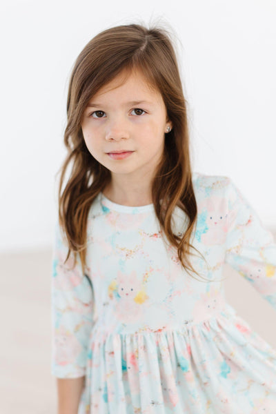 Mila & Rose:  Bunny Dreams 3/4 Sleeve Pocket Twirl Dress