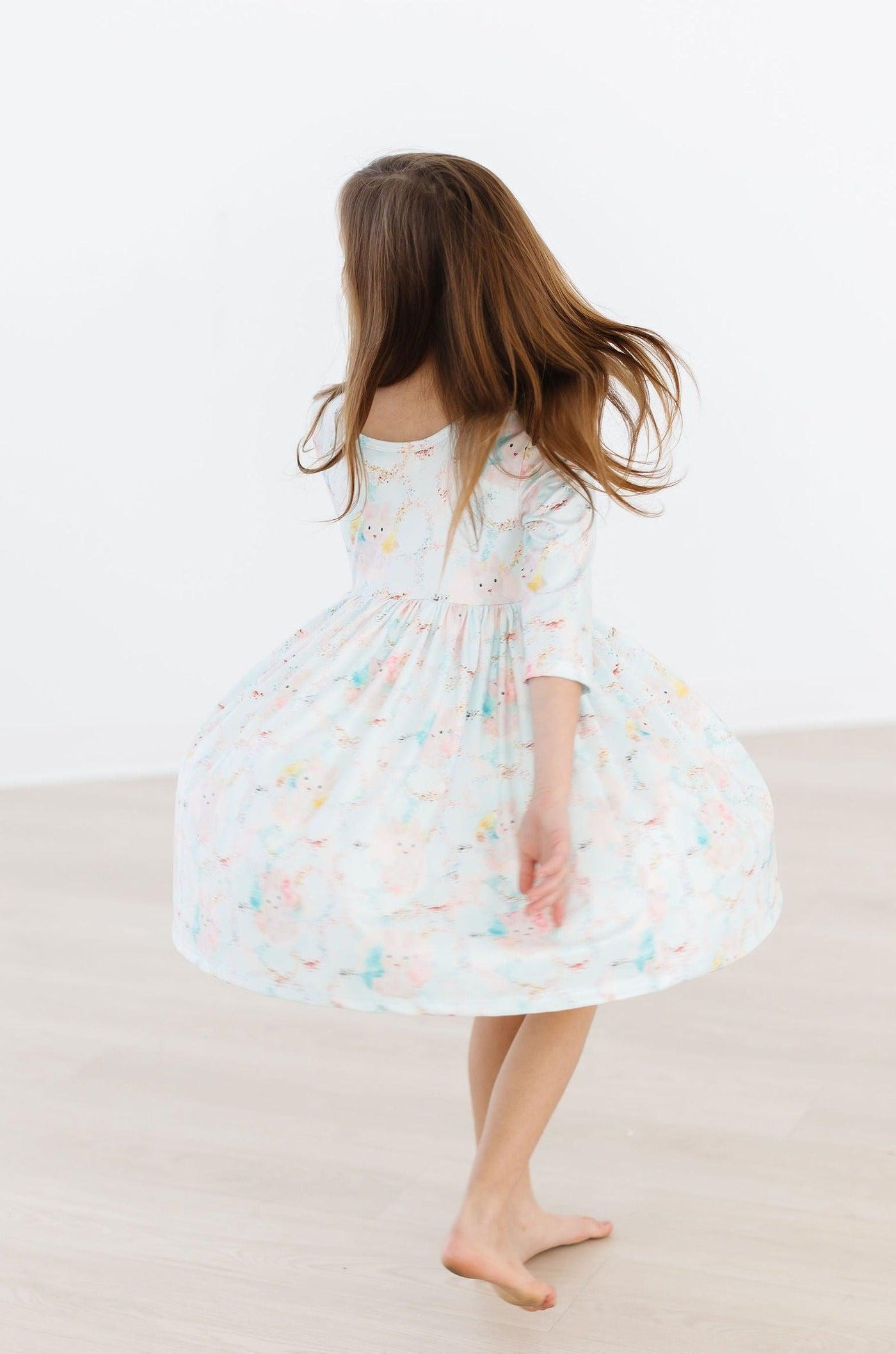 Mila & Rose:  Bunny Dreams 3/4 Sleeve Pocket Twirl Dress