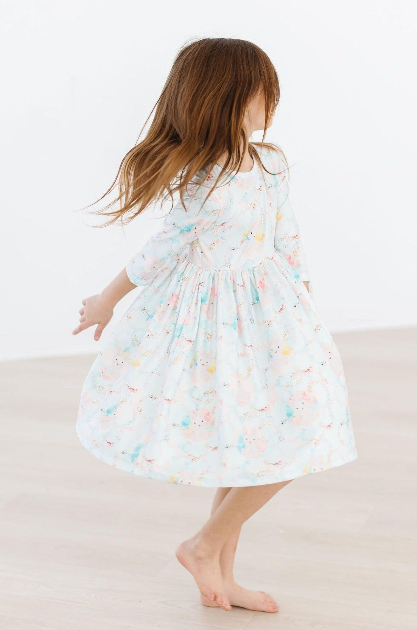 Mila & Rose:  Bunny Dreams 3/4 Sleeve Pocket Twirl Dress