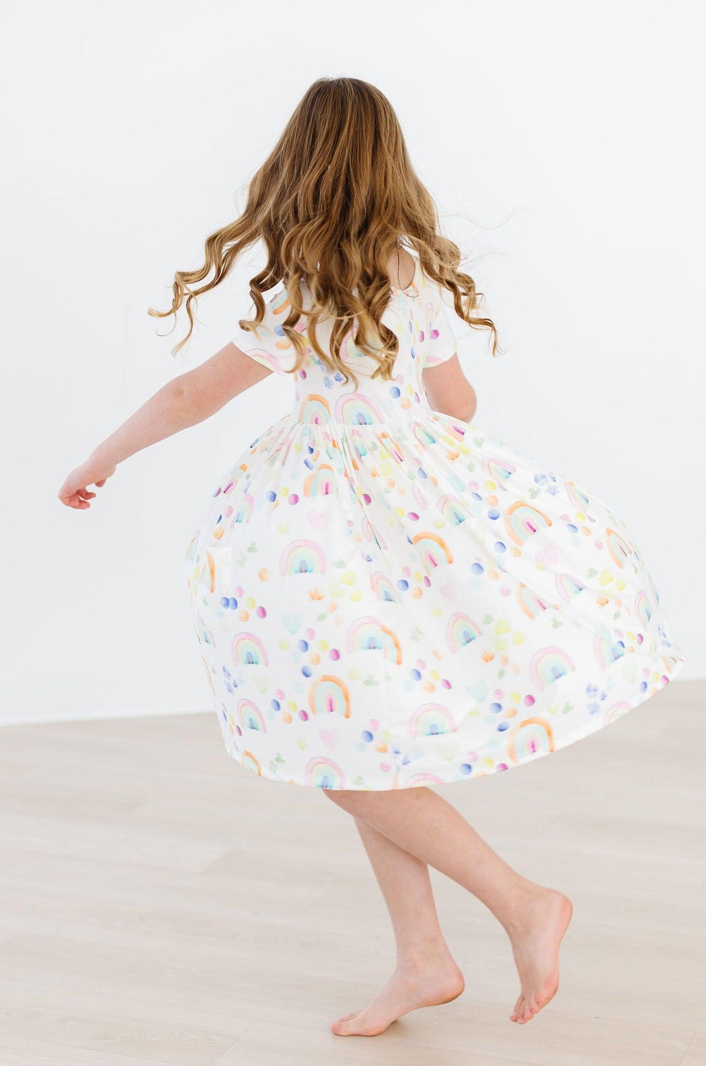 Mila & Rose:  Watercolor Rainbows S/S Pocket Twirl Dress