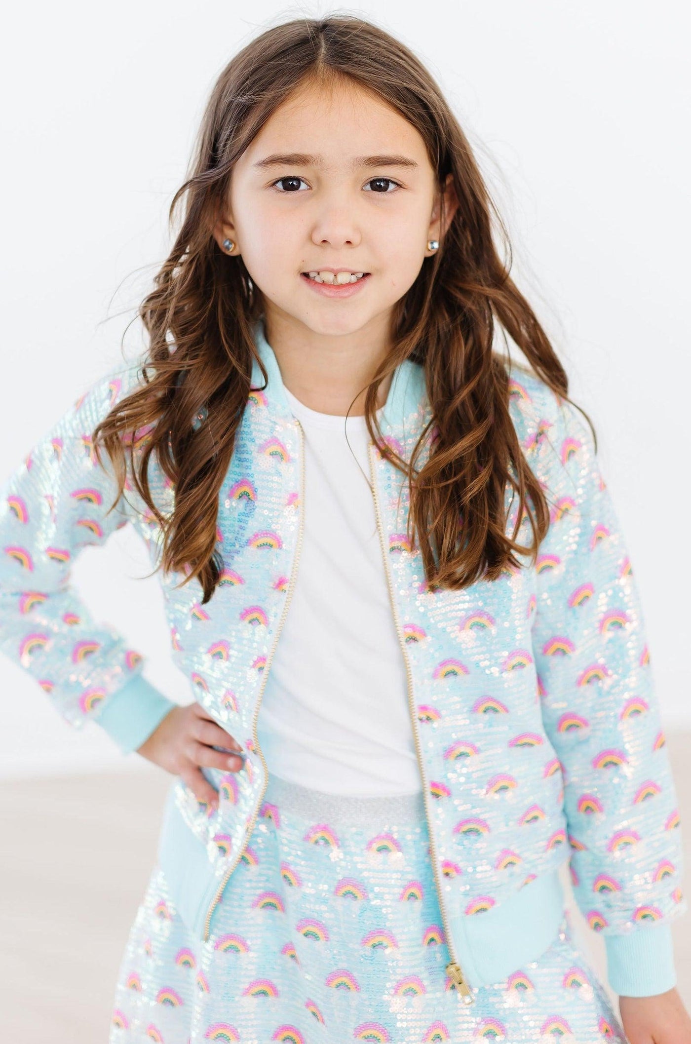 Mila & Rose:  Mint Rainbow Sequin Jacket