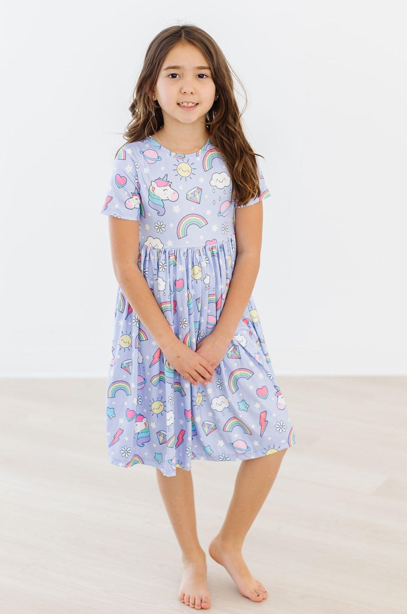 Mila & Rose:  Galactic Unicorns S/S Pocket Twirl Dress