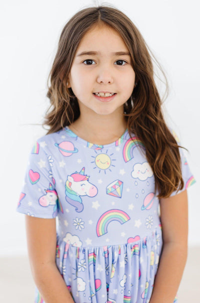 Mila & Rose:  Galactic Unicorns S/S Pocket Twirl Dress