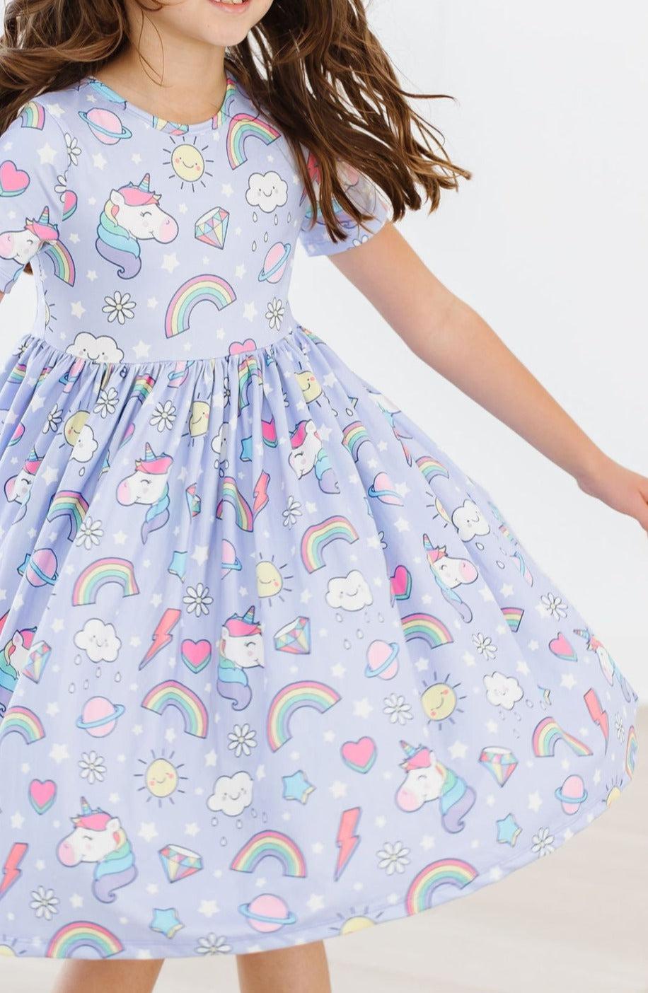 Mila & Rose:  Galactic Unicorns S/S Pocket Twirl Dress