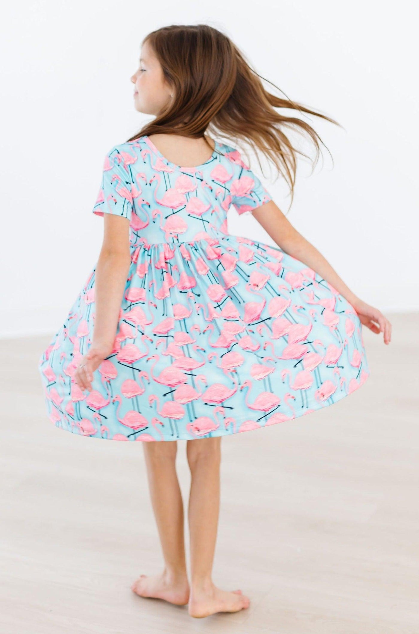 Mila & Rose:  Pretty in Pink Flamingos S/S Pocket Twirl Dress