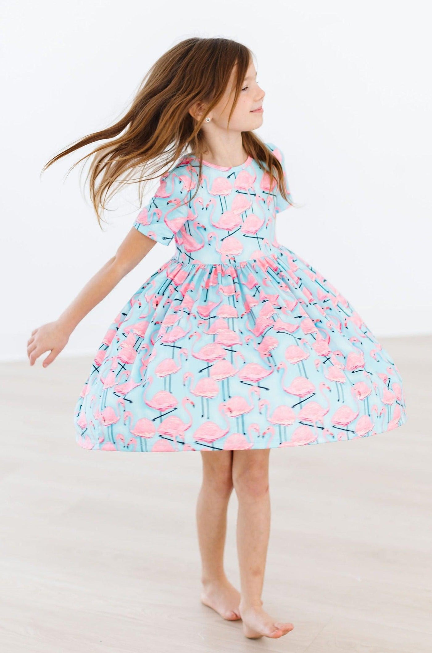 Mila & Rose:  Pretty in Pink Flamingos S/S Pocket Twirl Dress