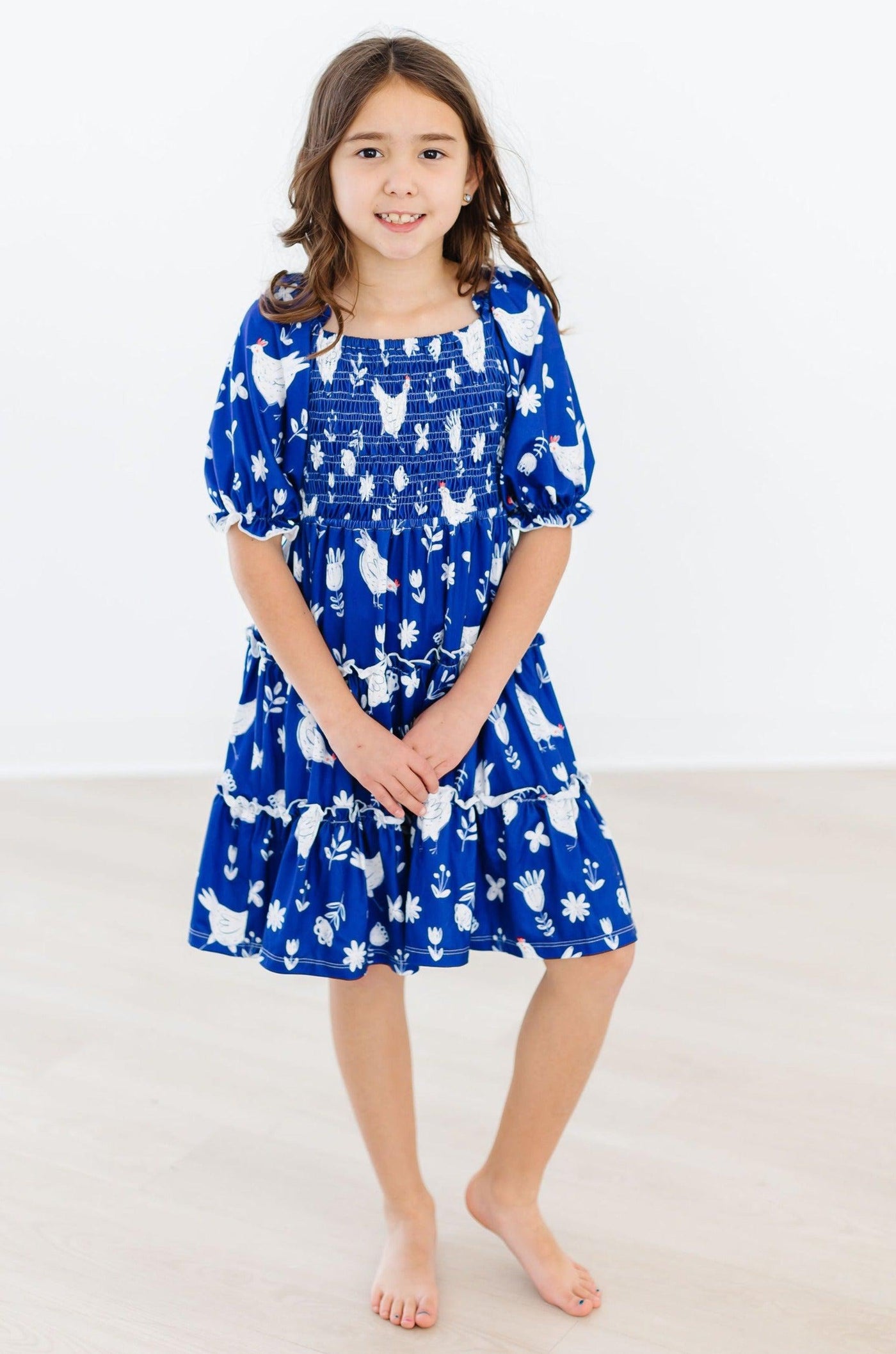 Mila & Rose:  Feathered Friends Smocked Ruffle Dress