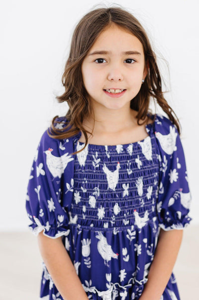 Mila & Rose:  Feathered Friends Smocked Ruffle Dress