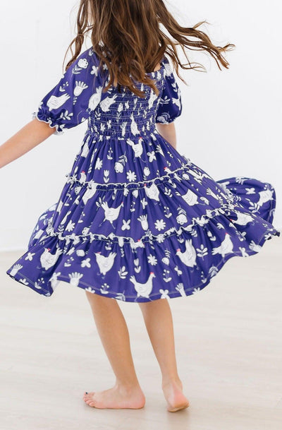 Mila & Rose:  Feathered Friends Smocked Ruffle Dress