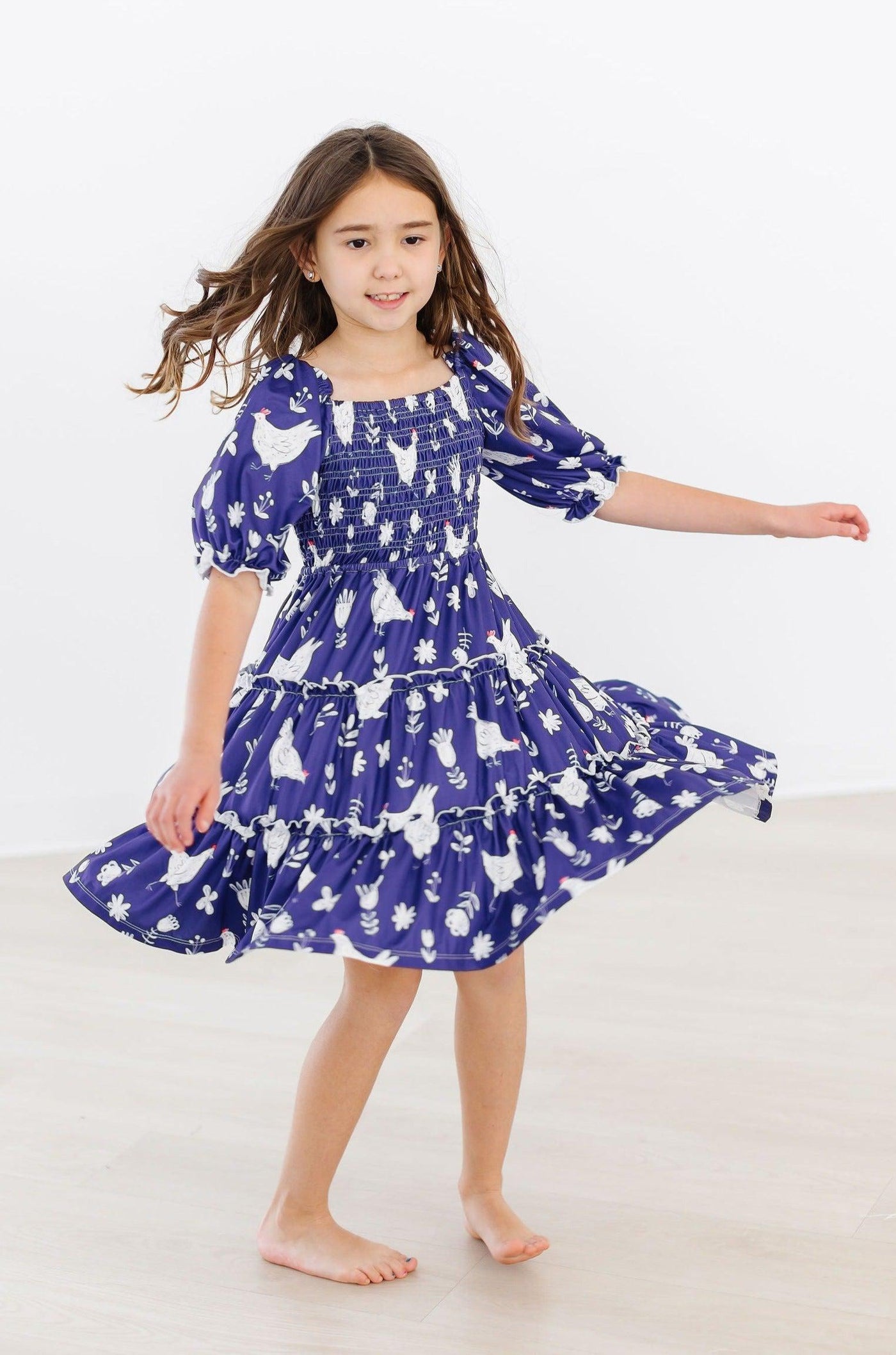 Mila & Rose:  Feathered Friends Smocked Ruffle Dress