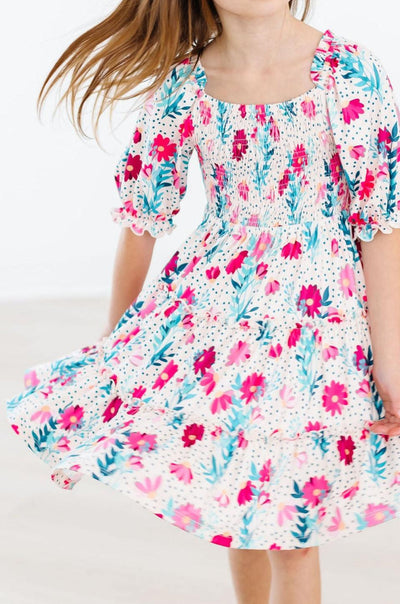 Mila & Rose:  Dots & Daisies Smocked Ruffle Dress