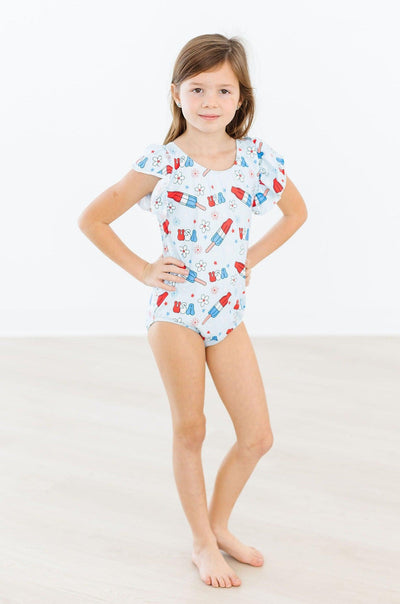 Mila & Rose:  Proudly Patriotic S/S Flutter Sleeve Leotard