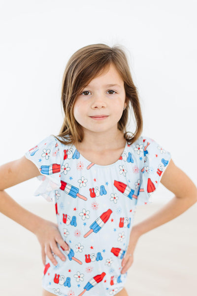 Mila & Rose:  Proudly Patriotic S/S Flutter Sleeve Leotard