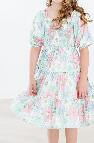 Mila & Rose:  Minty Meadow Smocked Ruffle Dress