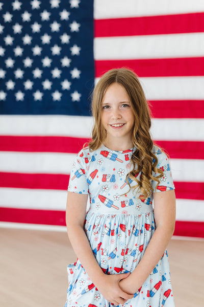 Mila & Rose:  Proudly Patriotic S/S Pocket Twirl Dress