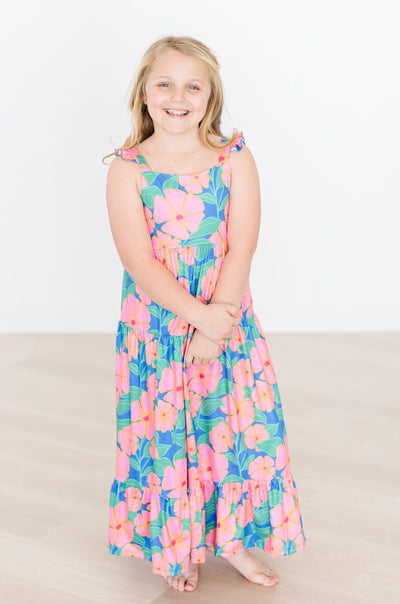 Mila & Rose:  Luau Floral Ruffle Maxi Dress