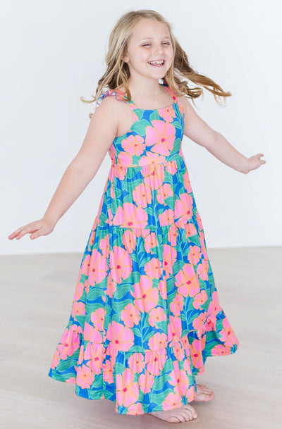 Mila & Rose:  Luau Floral Ruffle Maxi Dress