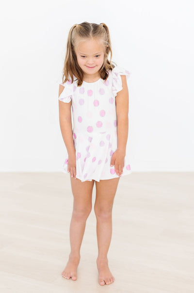 Mila & Rose:  Pastel Polka Dot S/S Twirl Leotard