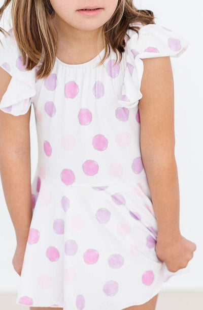 Mila & Rose:  Pastel Polka Dot S/S Twirl Leotard