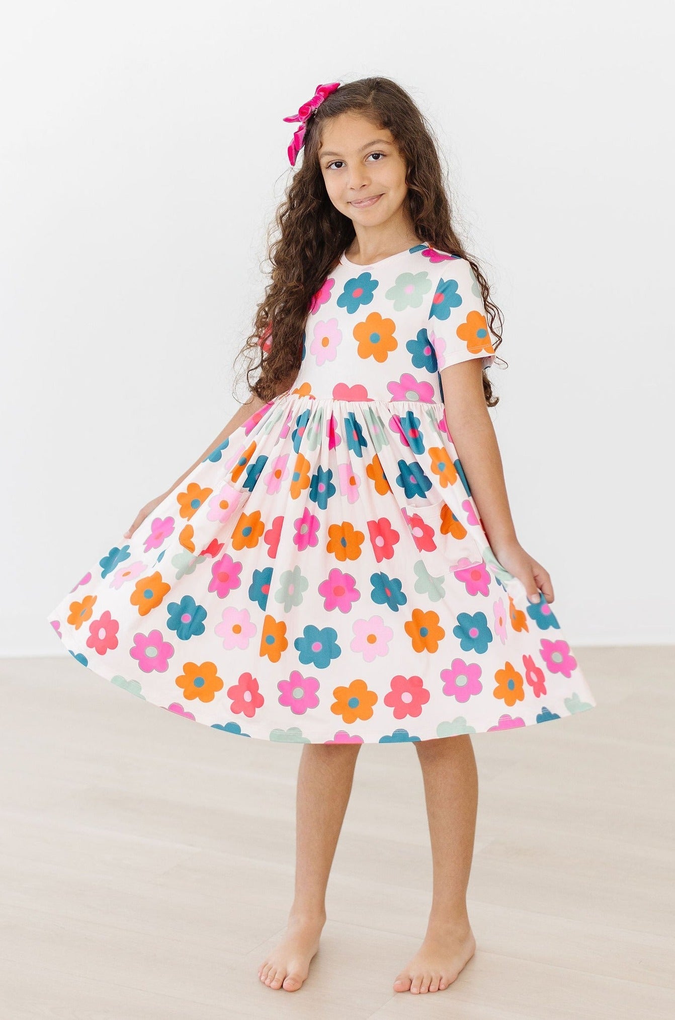 Mila & Rose:  Retro Floral S/S Pocket Twirl Dress