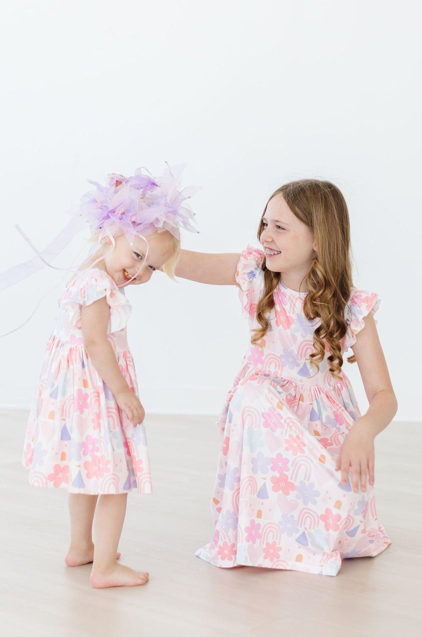 Mila & Rose:  Castles & Rainbows Flutter Sleeve Twirl Dress