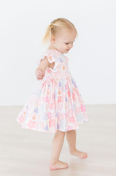 Mila & Rose:  Castles & Rainbows Flutter Sleeve Twirl Dress