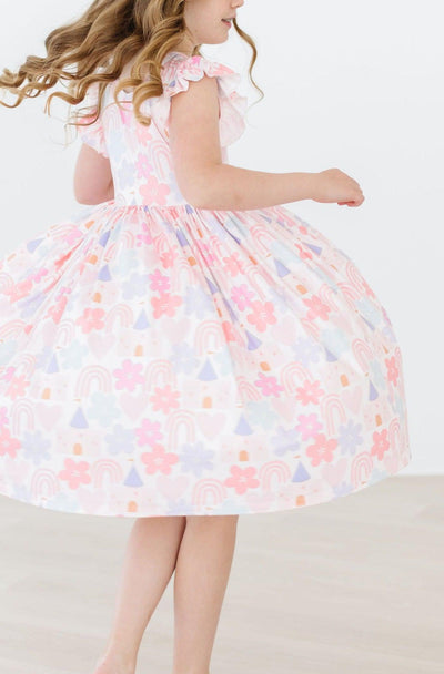 Mila & Rose:  Castles & Rainbows Flutter Sleeve Twirl Dress