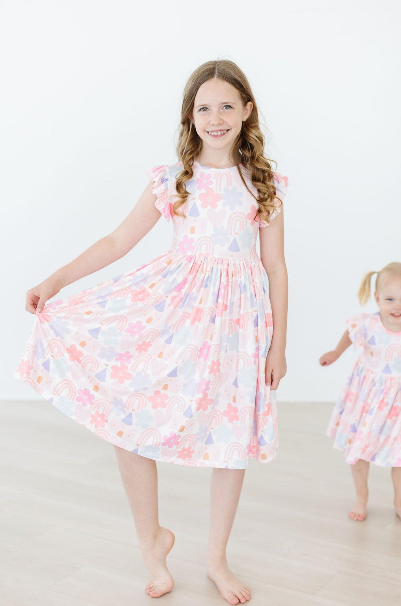 Mila & Rose:  Castles & Rainbows Flutter Sleeve Twirl Dress