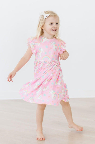 Mila & Rose:  My Little Unicorn Flutter Sleeve Twirl Dress