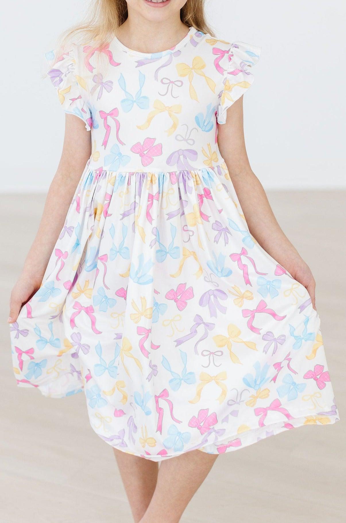 Mila & Rose:  Bow-tastic Flutter Sleeve Twirl Dress