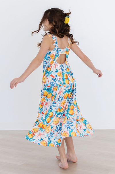 Mila & Rose:  Tropical Summer Ruffle Maxi Dress