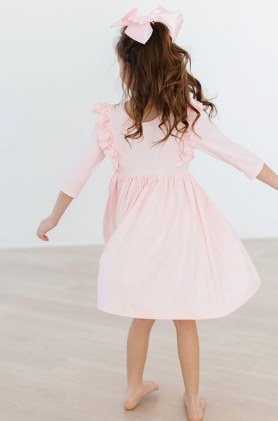 Mila & Rose:  Petal Pink 3/4 Sleeve Ruffle Twirl Dress