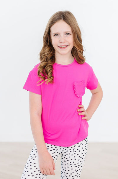 Mila & Rose:  Hot Pink Ruffle Pocket Tee