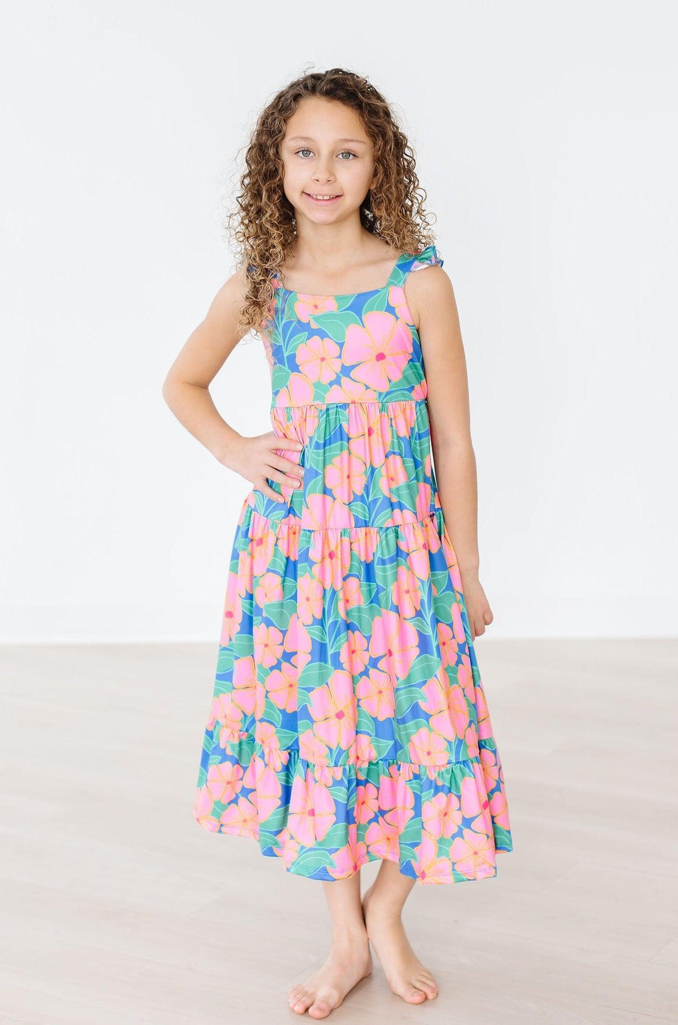 Mila & Rose:  Luau Floral Ruffle Maxi Dress