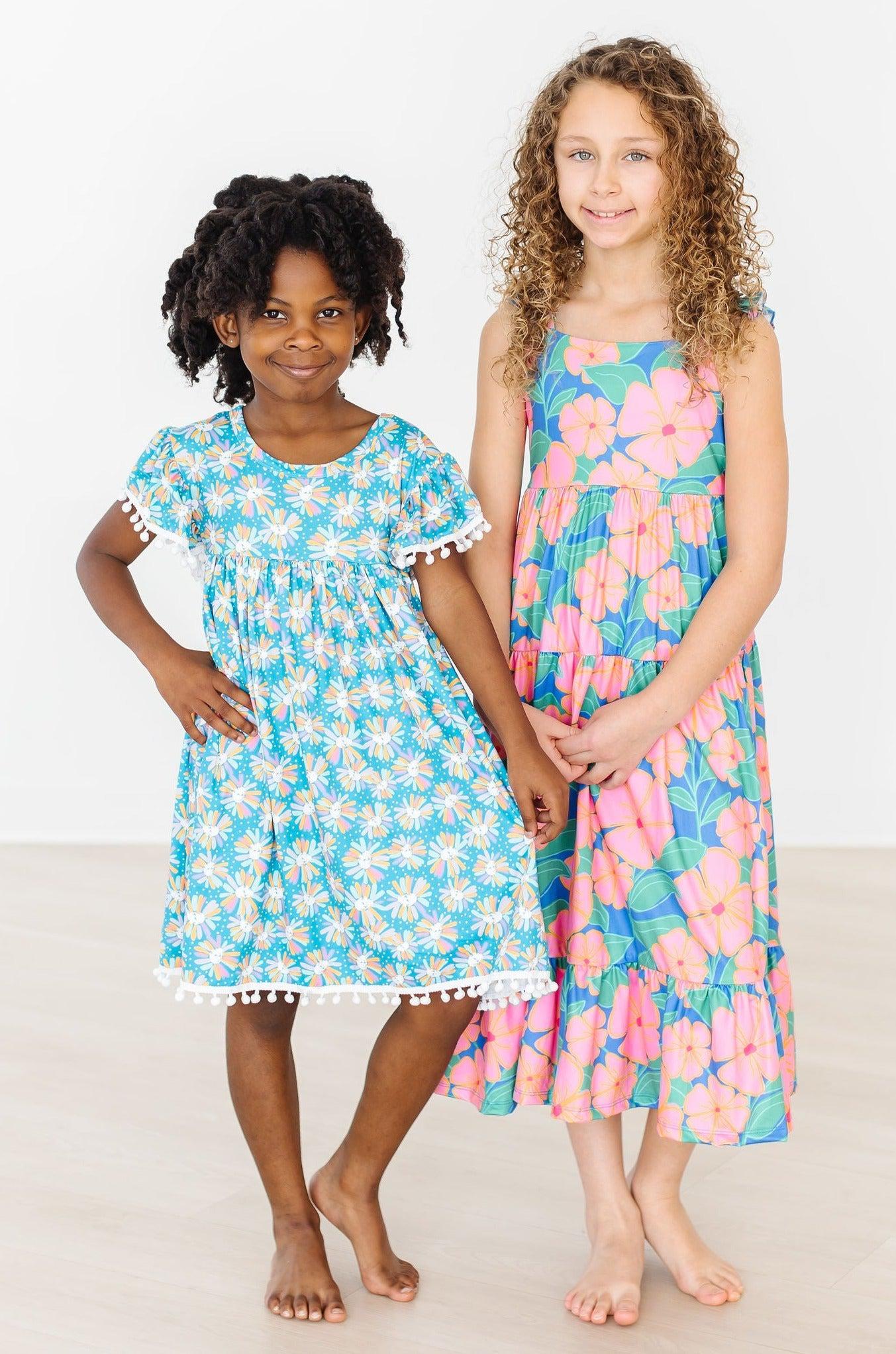 Mila & Rose:  Luau Floral Ruffle Maxi Dress