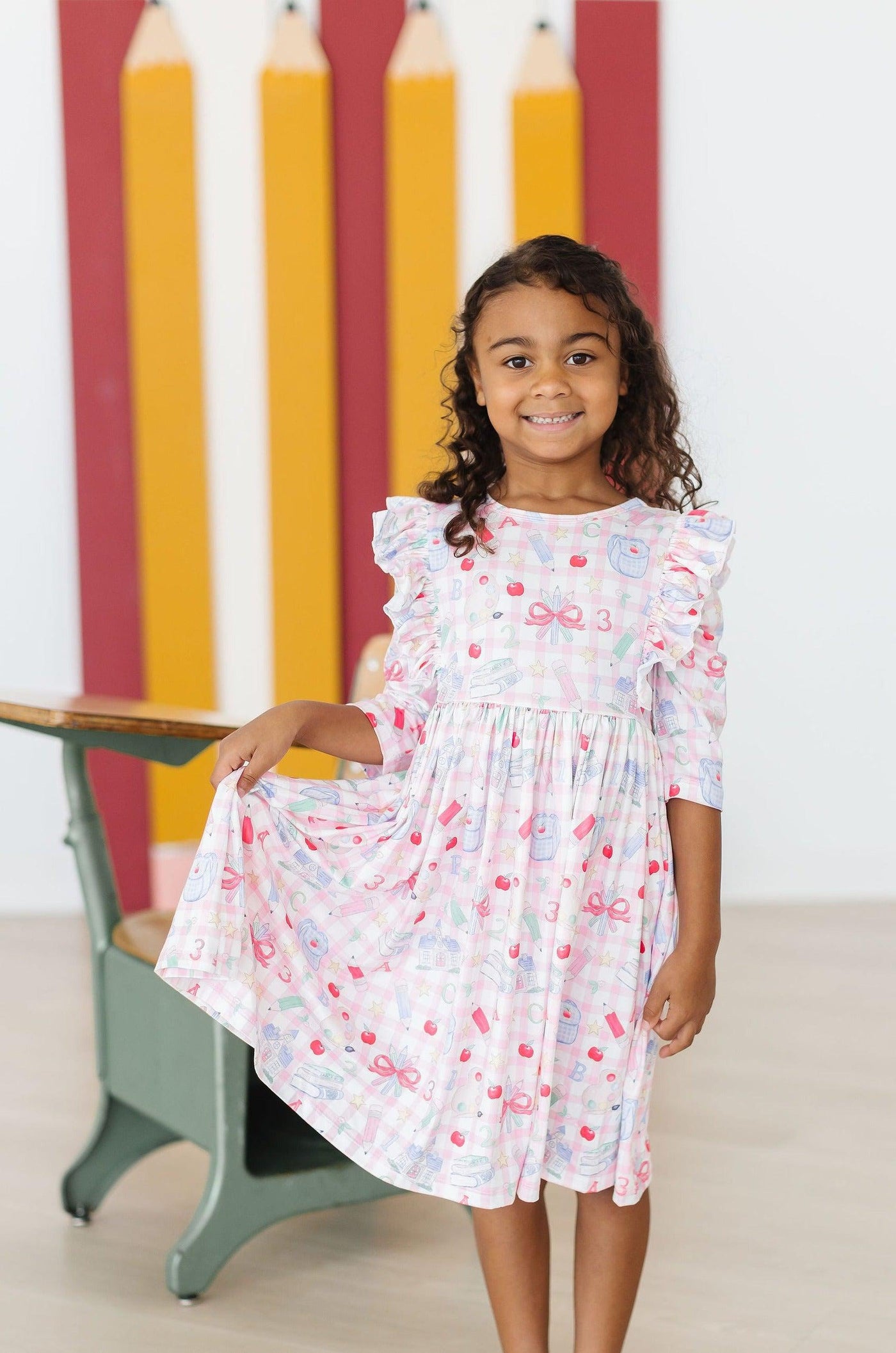 Mila & Rose:  School Days 3/4 Ruffle Twirl Dress