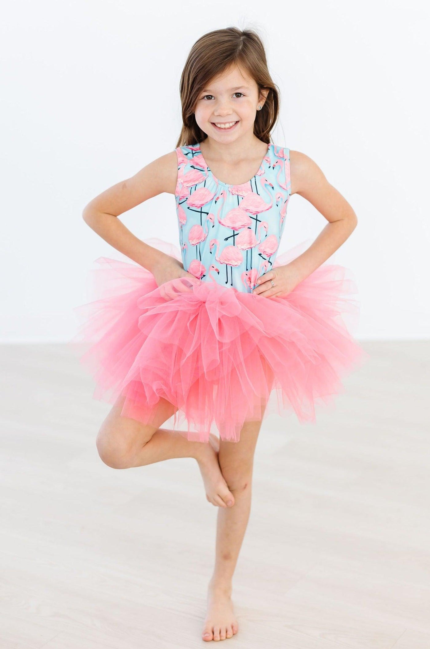 Mila & Rose:  Pretty in Pink Flamingos Tank Tutu Leotard