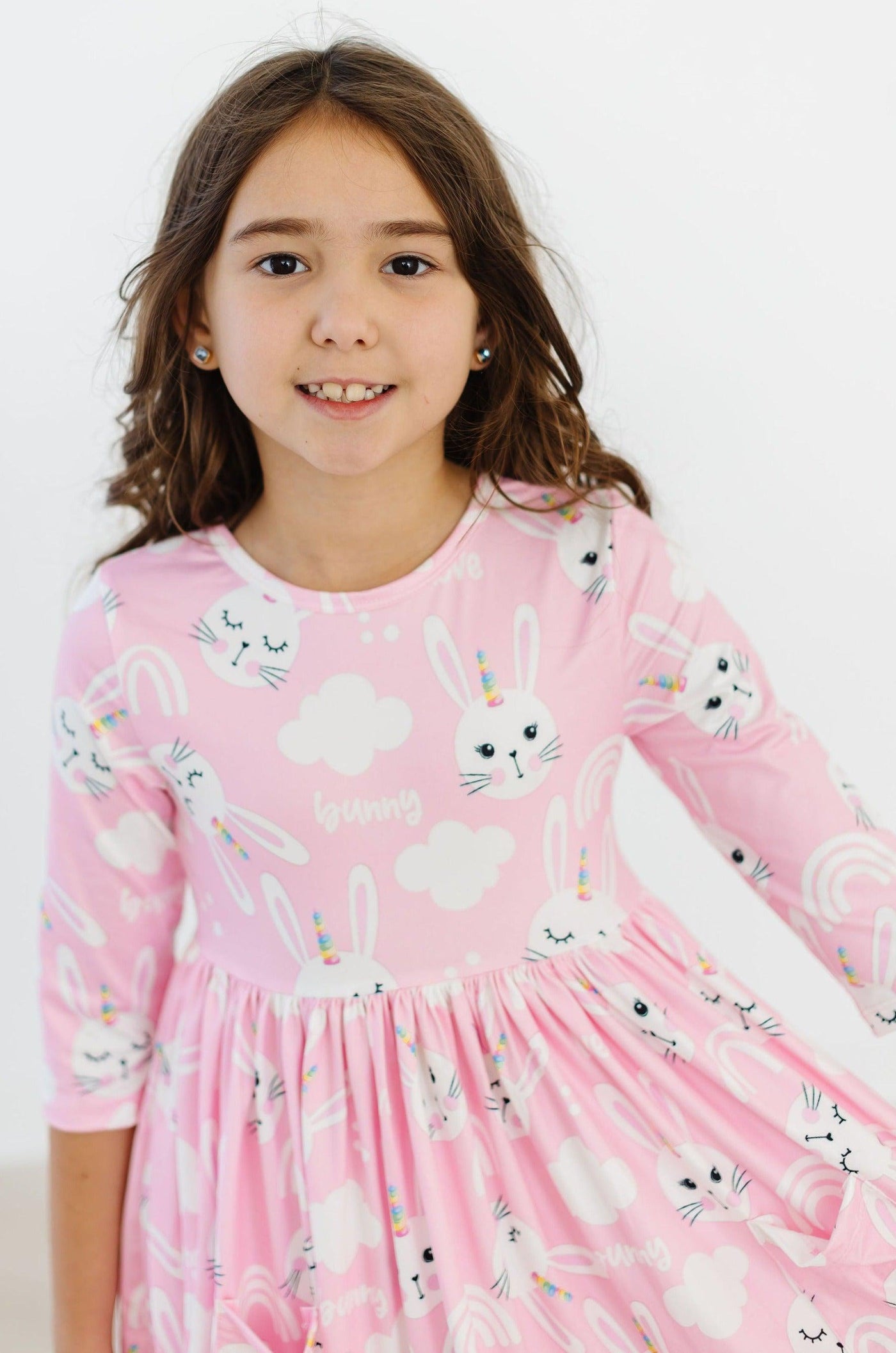 Mila & Rose:  Bunny Love 3/4 Sleeve Pocket Twirl Dress