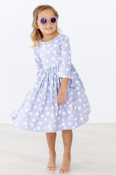 Mila & Rose:  Dainty Daisies 3/4 Sleeve Pocket Twirl Dress