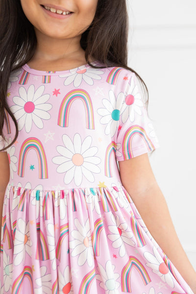 Mila & Rose:  Rainbow Daisies S/S Twirl Dress