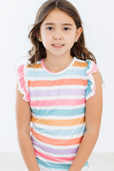 Mila & Rose:  Spring Stripes S/S Ruffle Tee