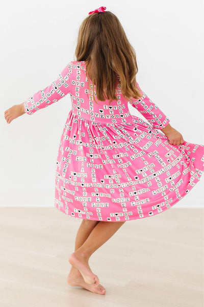 Mila & Rose:  Love Letters 3/4 Sleeve Pocket Twirl Dress