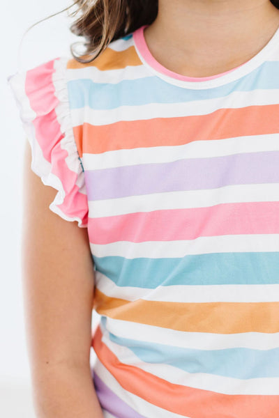 Mila & Rose:  Spring Stripes S/S Ruffle Tee