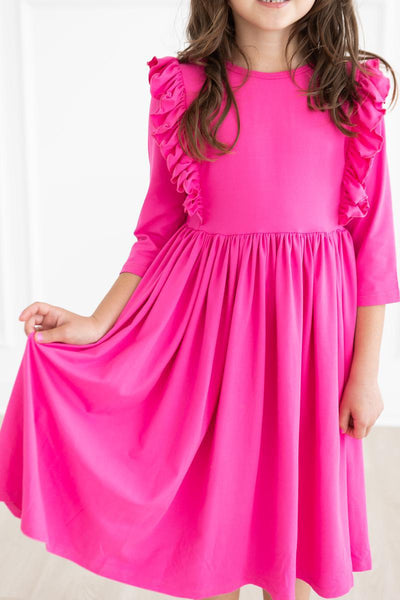 Mila & Rose:  Hot Pink Ruffle Twirl Dress